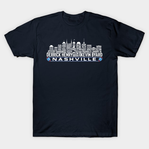 Tennessee Football Team 23 Player Roster, Nashville City Skyline T-Shirt by Legend Skyline